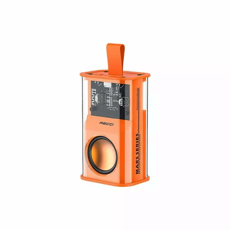 RECCI-RSK-W30-Transparent-Wireless-Speaker-with-RGB-Light-Orange-Color